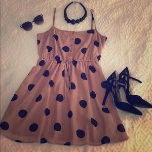 Black and Tan Polka Dot Dress